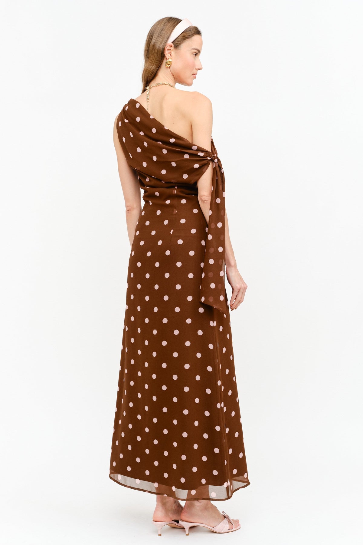 Brooklyn polka dot maxi dress in brown