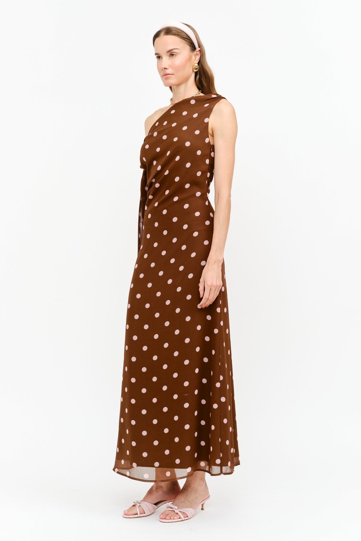 Brooklyn polka dot maxi dress in brown