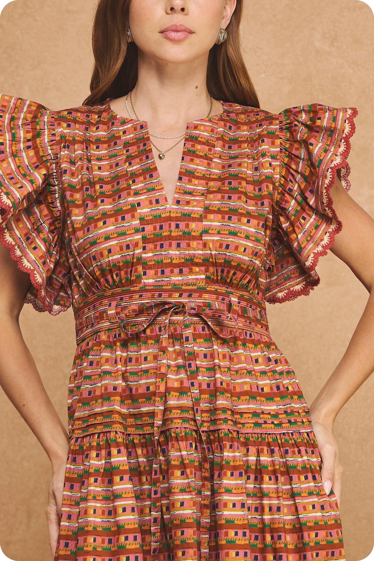 Layla midi dress in terracotta