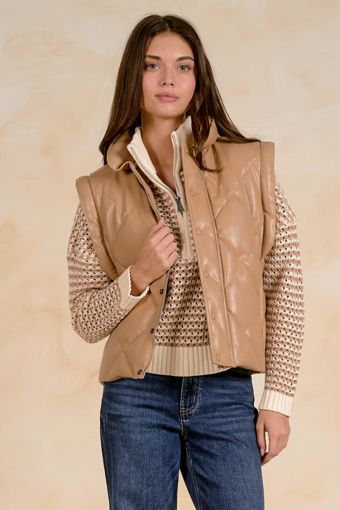 Katalina puff vest in tan